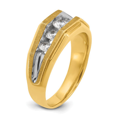 14k Yellow u0026 Rhodium Gold with White Rhodium Men's 1 carat Diamond Complete Ring
