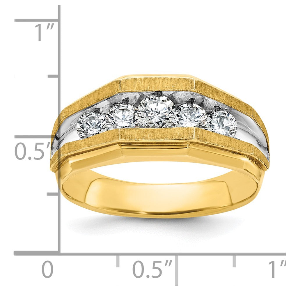 14k Yellow u0026 Rhodium Gold with White Rhodium Men's 1 carat Diamond Complete Ring