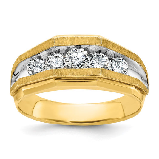 14k Yellow u0026 Rhodium Gold with White Rhodium Men's 1 carat Diamond Complete Ring