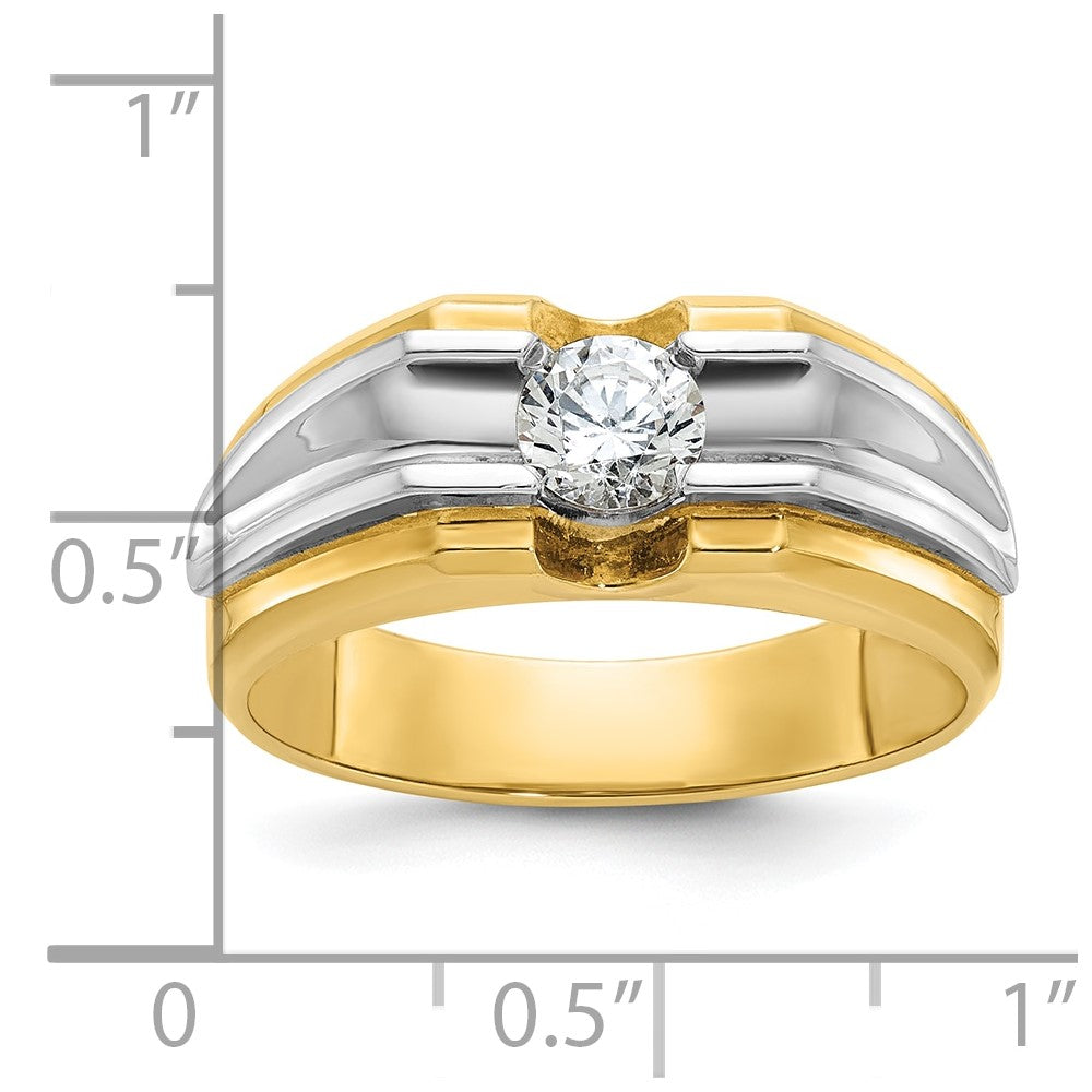 14k Two-tone Gold Men's 1/2 carat Diamond Complete Ring