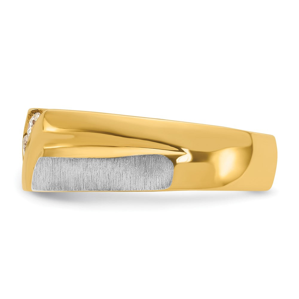 14k Two-tone Gold Men's Polished and Satin 1/4 carat Diamond Complete Ring