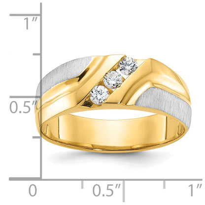 14k Two-tone Gold Men's Polished and Satin 1/4 carat Diamond Complete Ring