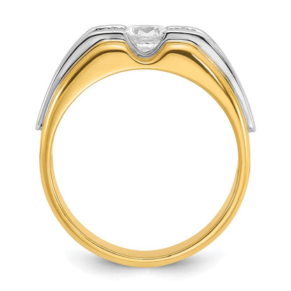 14k Two-tone Gold Men's 3/4 carat Diamond Complete Ring