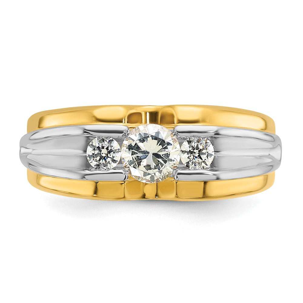14k Two-tone Gold Men's 3/4 carat Diamond Complete Ring
