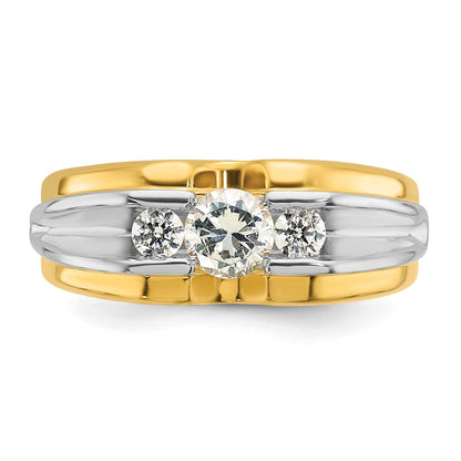 14k Two-tone Gold Men's 3/4 carat Diamond Complete Ring