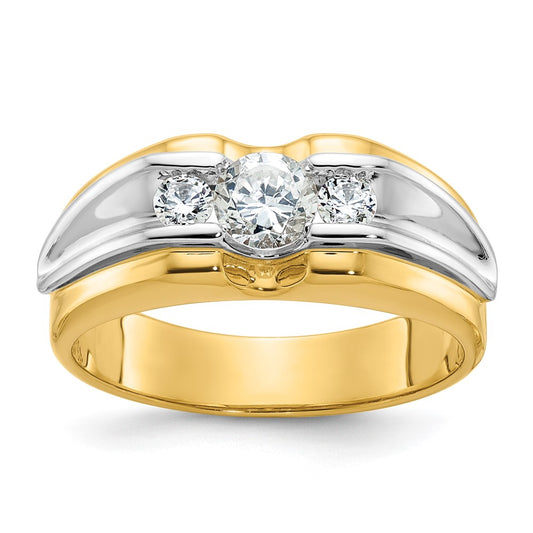 14k Two-tone Gold Men's 3/4 carat Diamond Complete Ring