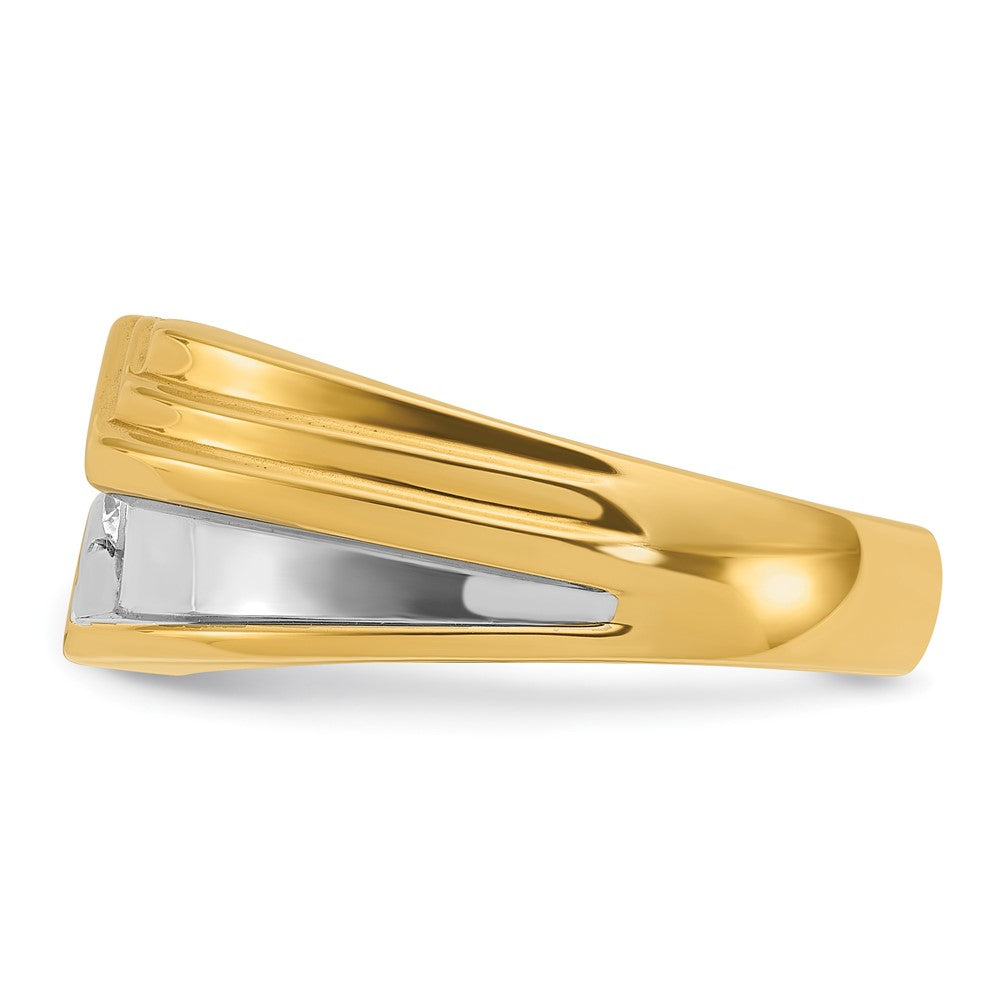 14k Yellow Gold with Black Rhodium 1/6 Ct. Lab Grown Diamond VS/SI+ G+ Polished and Grooved Men's Ring