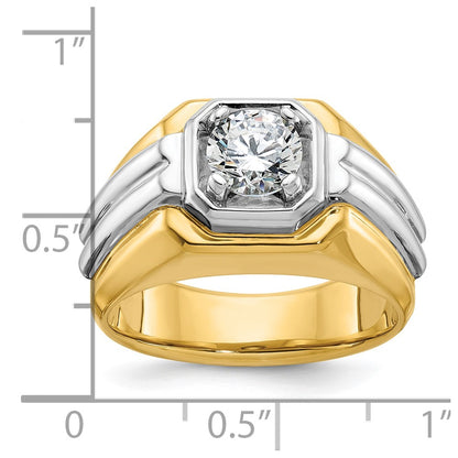 14k Two-tone Two Tone 1 Ct. Lab Grown Diamond VS/SI+ G+ Polished and Grooved Men's Ring