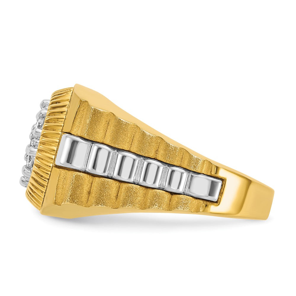 14k Two-Tone 1/2 Ct. Lab Grown Diamond VS/SI+ G+ Ribbed Men's Cluster Ring