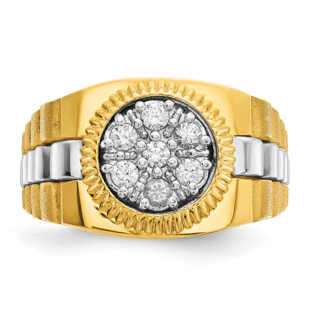 14k Two-Tone 1/2 Ct. Lab Grown Diamond VS/SI+ G+ Ribbed Men's Cluster Ring