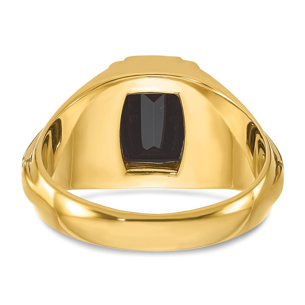 14k Two-tone Gold Men's Satin Onyx and 1/10 carat Diamond Complete Ring