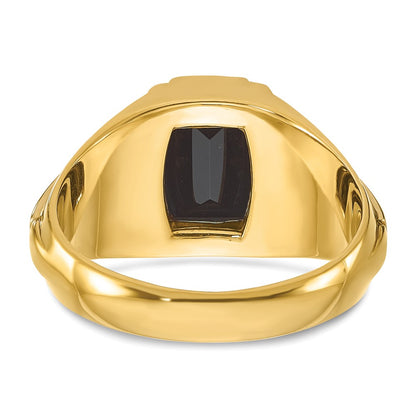 14k Two-tone Gold Men's Satin Onyx and 1/10 carat Diamond Complete Ring