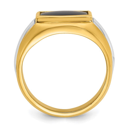 14k Two-tone Gold Men's Onyx Complete Ring