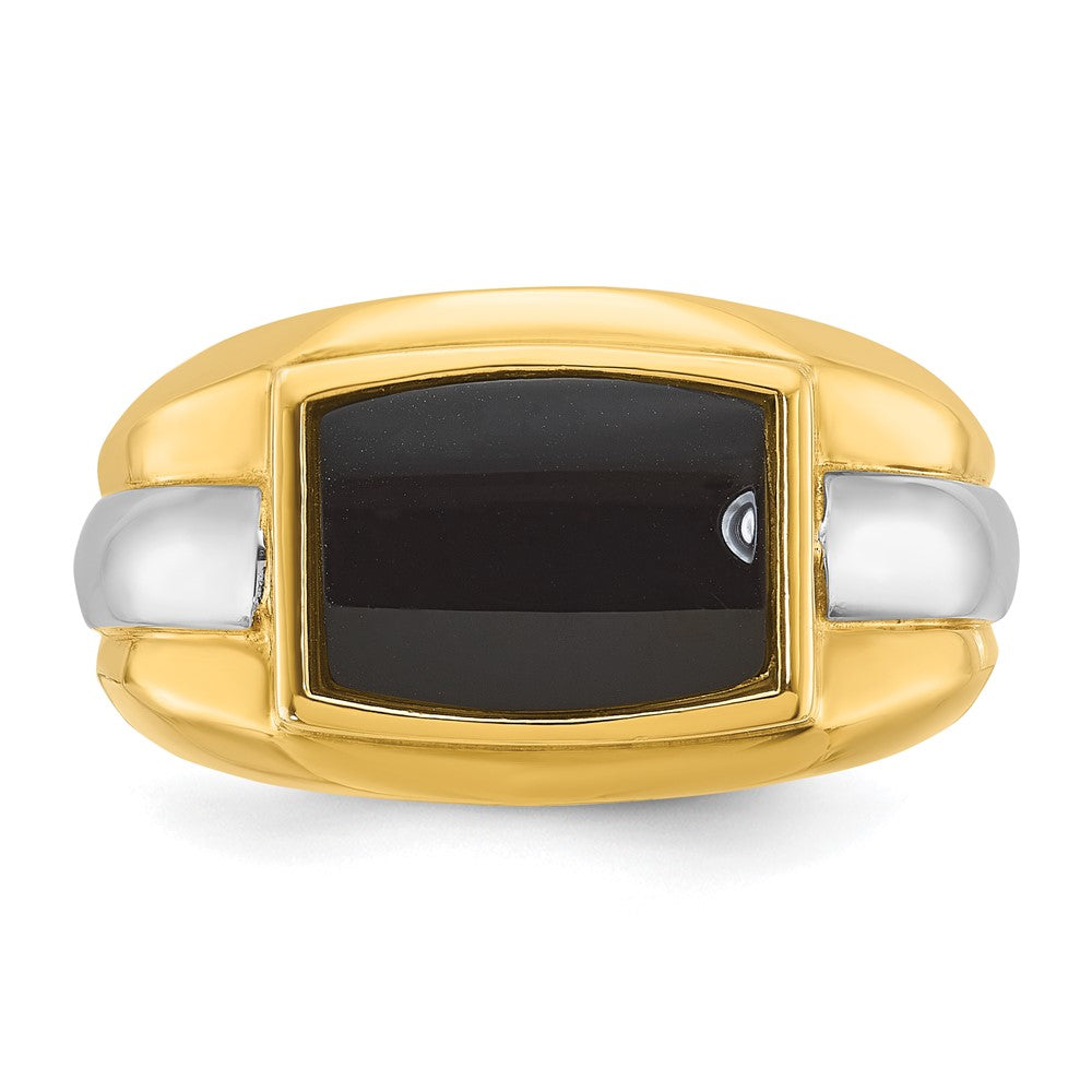 14k Two-tone Gold Men's Onyx Complete Ring