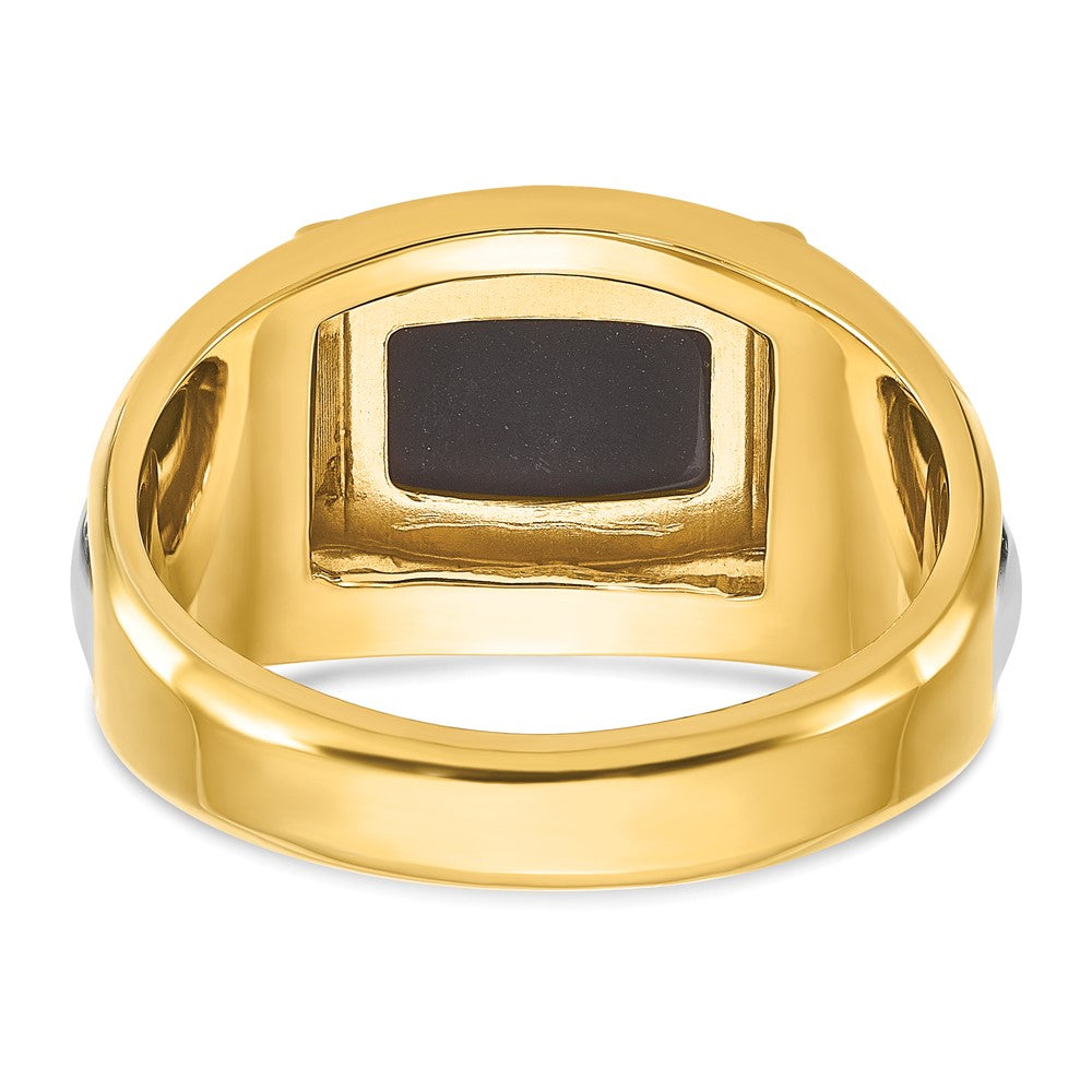 14k Two-tone Gold Men's Onyx Complete Ring