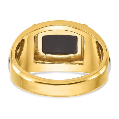 14k Two-tone Gold Men's Onyx Complete Ring