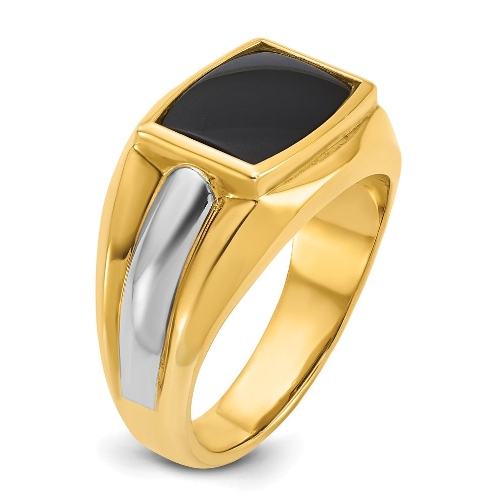 14k Two-tone Gold Men's Onyx Complete Ring