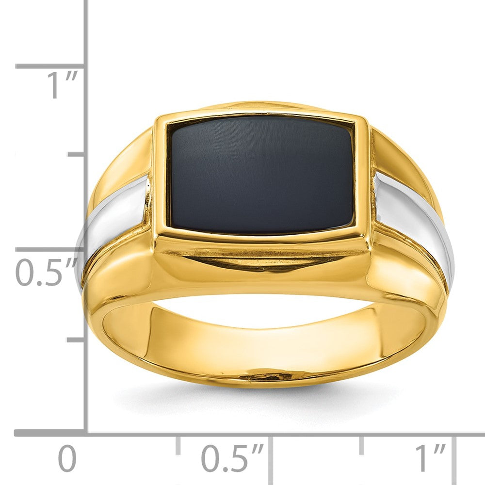 14k Two-tone Gold Men's Onyx Complete Ring