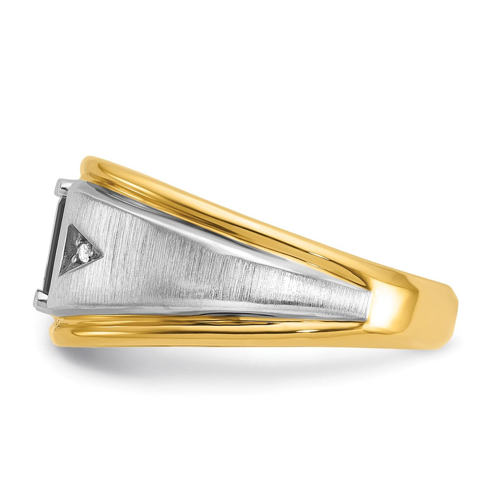 14k Two-tone Gold Men's Satin Onyx and Diamond Complete Ring