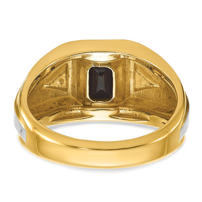 14k Two-tone Gold Men's Satin Onyx and Diamond Complete Ring