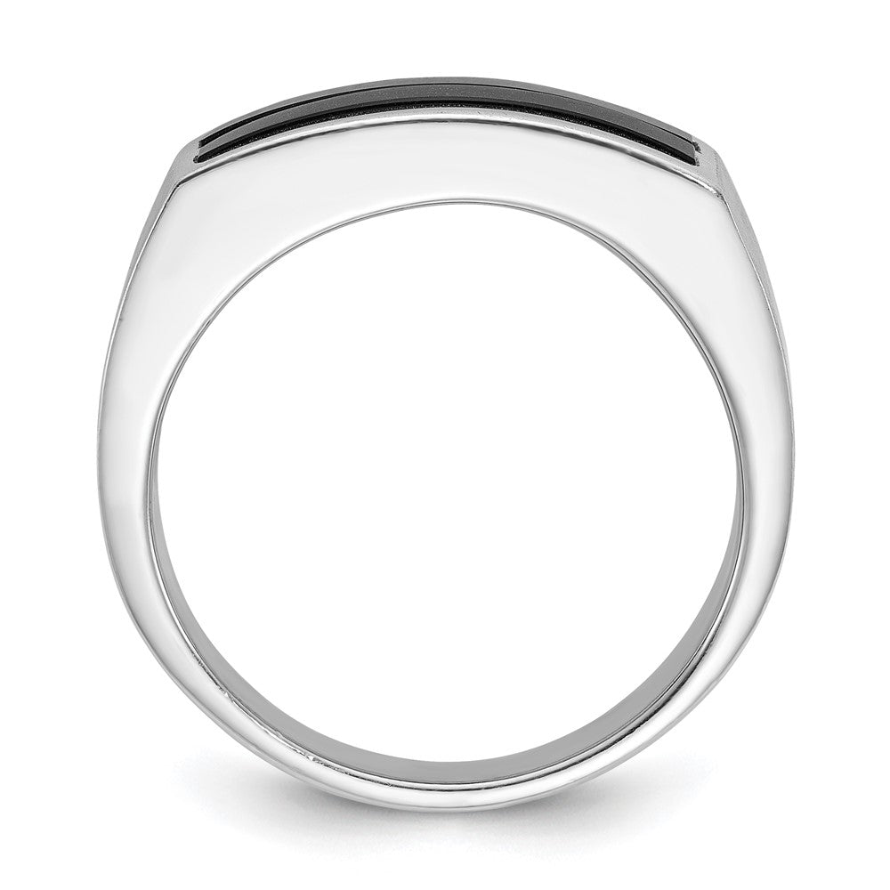 14k White Gold Men's Satin Onyx Complete Ring