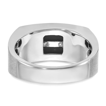 14k White Gold Men's Satin Onyx Complete Ring