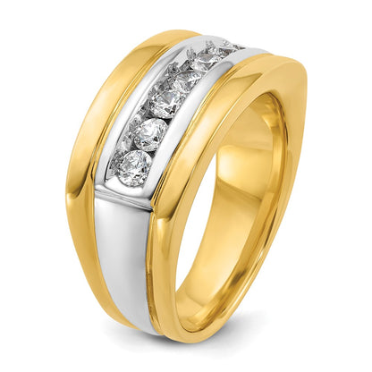 14k Two-tone Gold Men's 3/4 carat Diamond Complete Ring