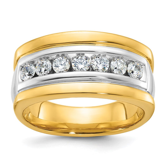 14k Two-tone Gold Men's 3/4 carat Diamond Complete Ring