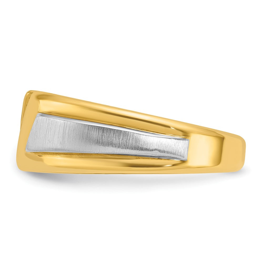 10K Two-Tone Ibgoodman Men'S Polished And Satin 3-Stone Ring Mounting