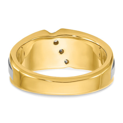 10K Two-Tone Ibgoodman Men'S Polished And Satin 3-Stone Ring Mounting
