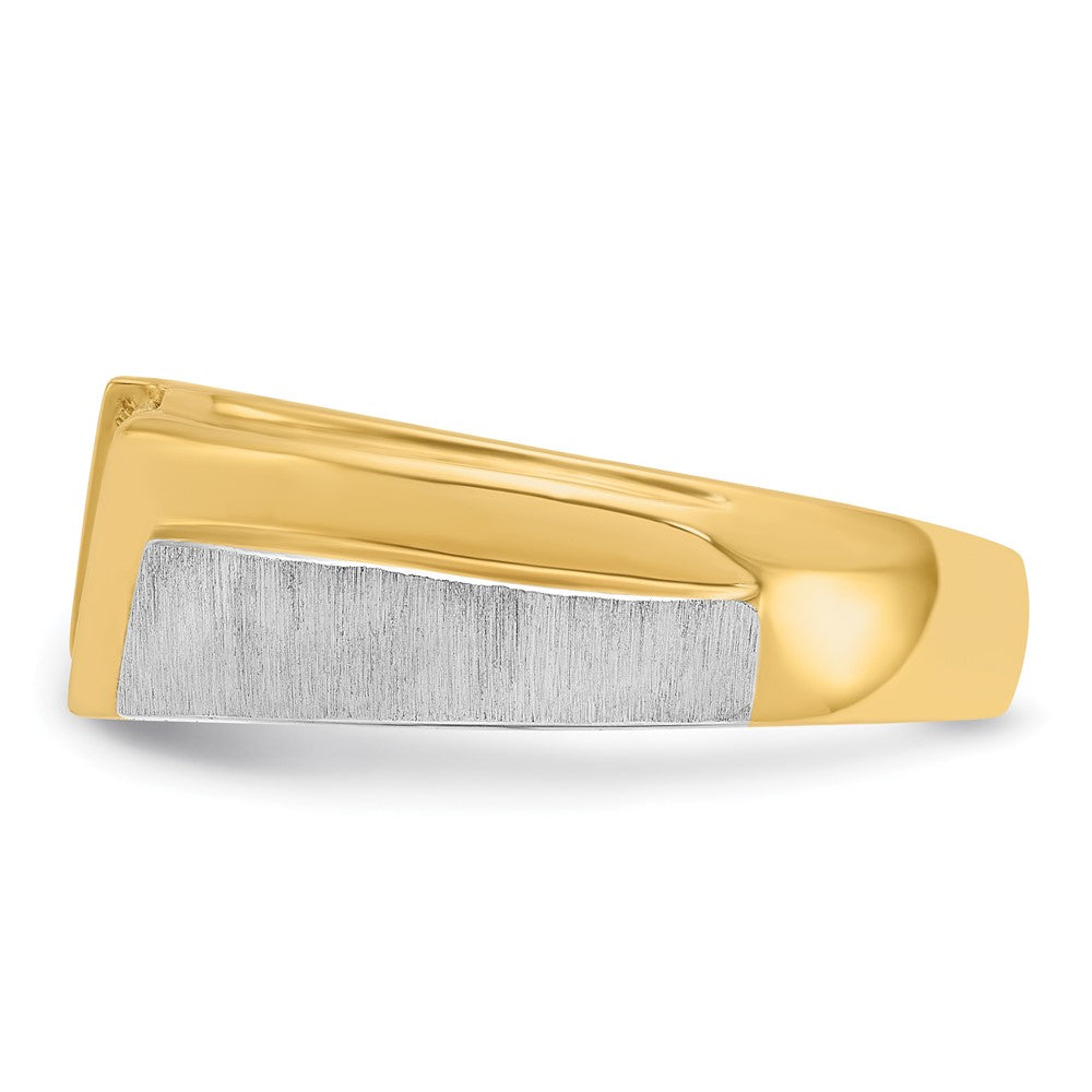 14k Two-tone Gold Men's Polished and Satin 1/4 carat Diamond Complete Ring