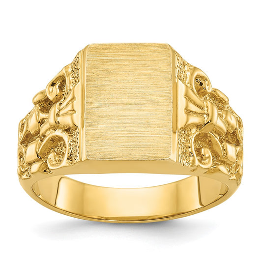 14k Yellow Gold 13x9mm Men's Signet Ring