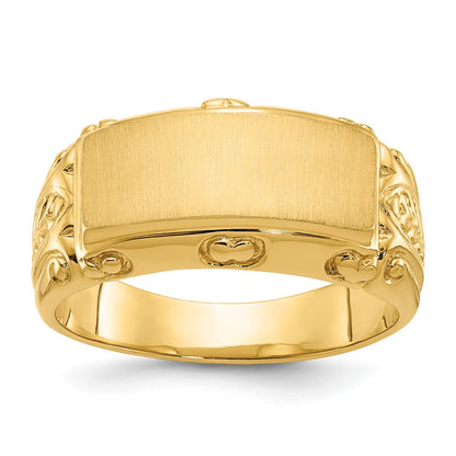 14k Yellow Gold 15x7mm Men's Signet Ring