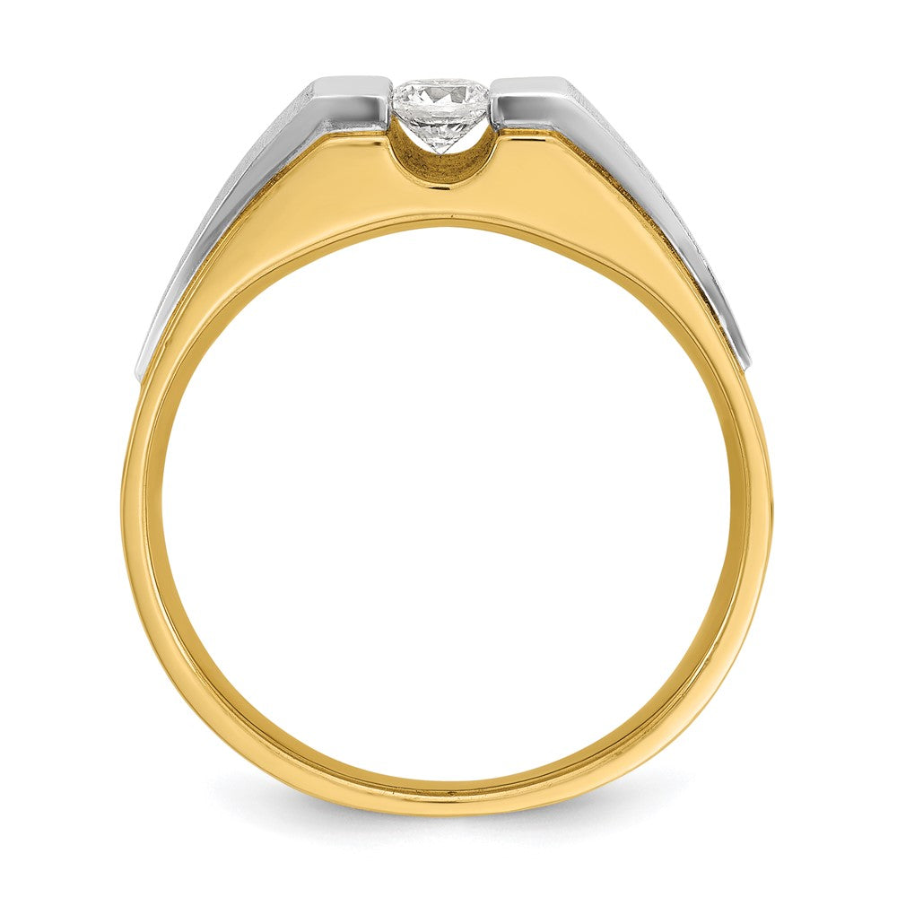 14k Two-tone Gold Men's Polished and Satin 1/4 carat Diamond Complete Ring