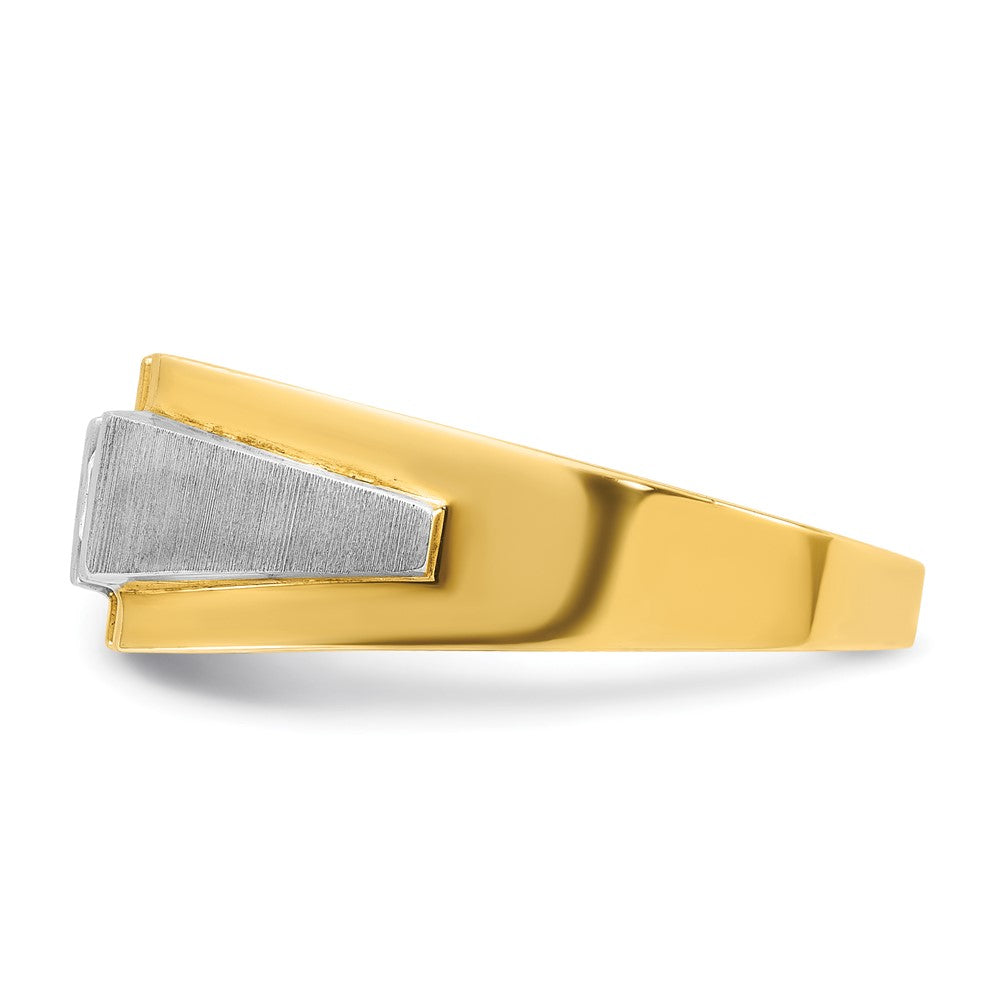 14k Two-tone Gold Men's Polished and Satin 1/4 carat Diamond Complete Ring