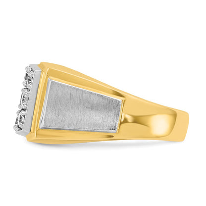 14k Two-tone Gold Men's Polished and Satin 1 carat Diamond Complete Ring