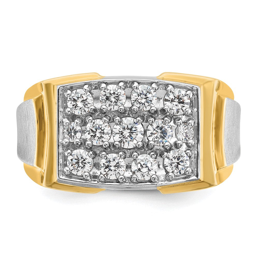 14k Two-tone Gold Men's Polished and Satin 1 carat Diamond Complete Ring