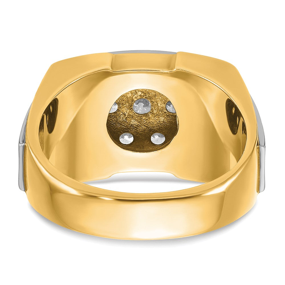 14k Two-tone Gold Men's Polished and Satin 1 carat Diamond Complete Ring