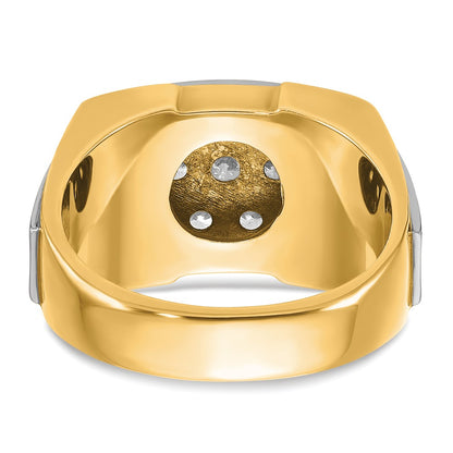 14k Two-tone Gold Men's Polished and Satin 1 carat Diamond Complete Ring