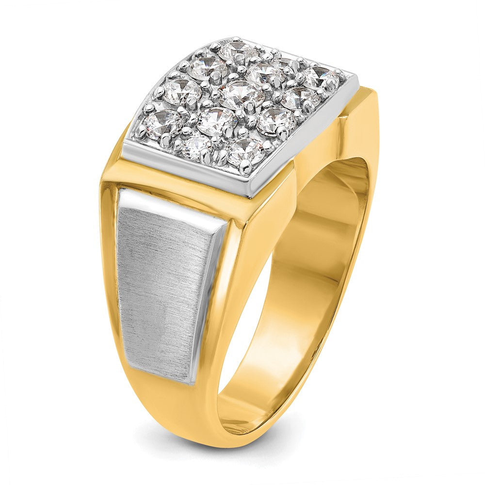 14k Two-tone Gold Men's Polished and Satin 1 carat Diamond Complete Ring