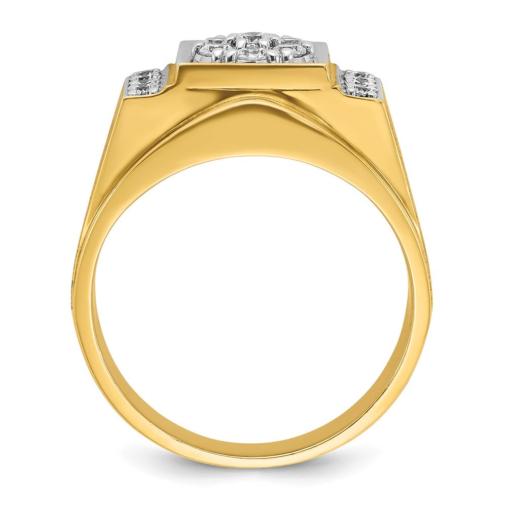 14k Two-tone Two Tone 1/2 Ct. Lab Grown Diamond VS/SI+ G+ Men's Polished and Satin Cluster Ring