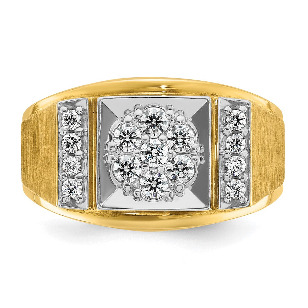 14k Two-tone Two Tone 1/2 Ct. Lab Grown Diamond VS/SI+ G+ Men's Polished and Satin Cluster Ring