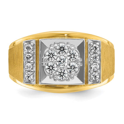 14k Two-tone Two Tone 1/2 Ct. Lab Grown Diamond VS/SI+ G+ Men's Polished and Satin Cluster Ring