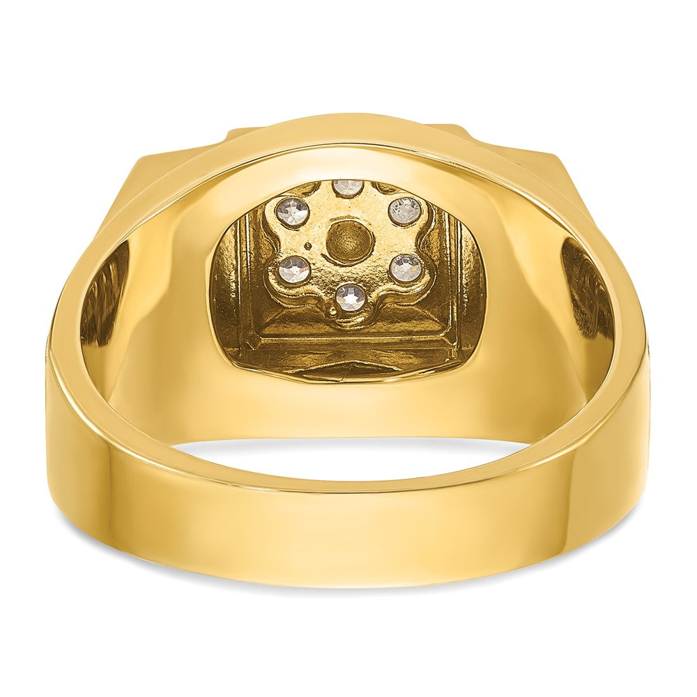 14k Two-tone Two Tone 1/2 Ct. Lab Grown Diamond VS/SI+ G+ Men's Polished and Satin Cluster Ring