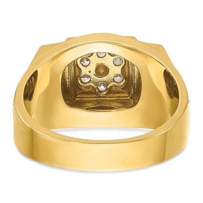 14k Two-tone Two Tone 1/2 Ct. Lab Grown Diamond VS/SI+ G+ Men's Polished and Satin Cluster Ring