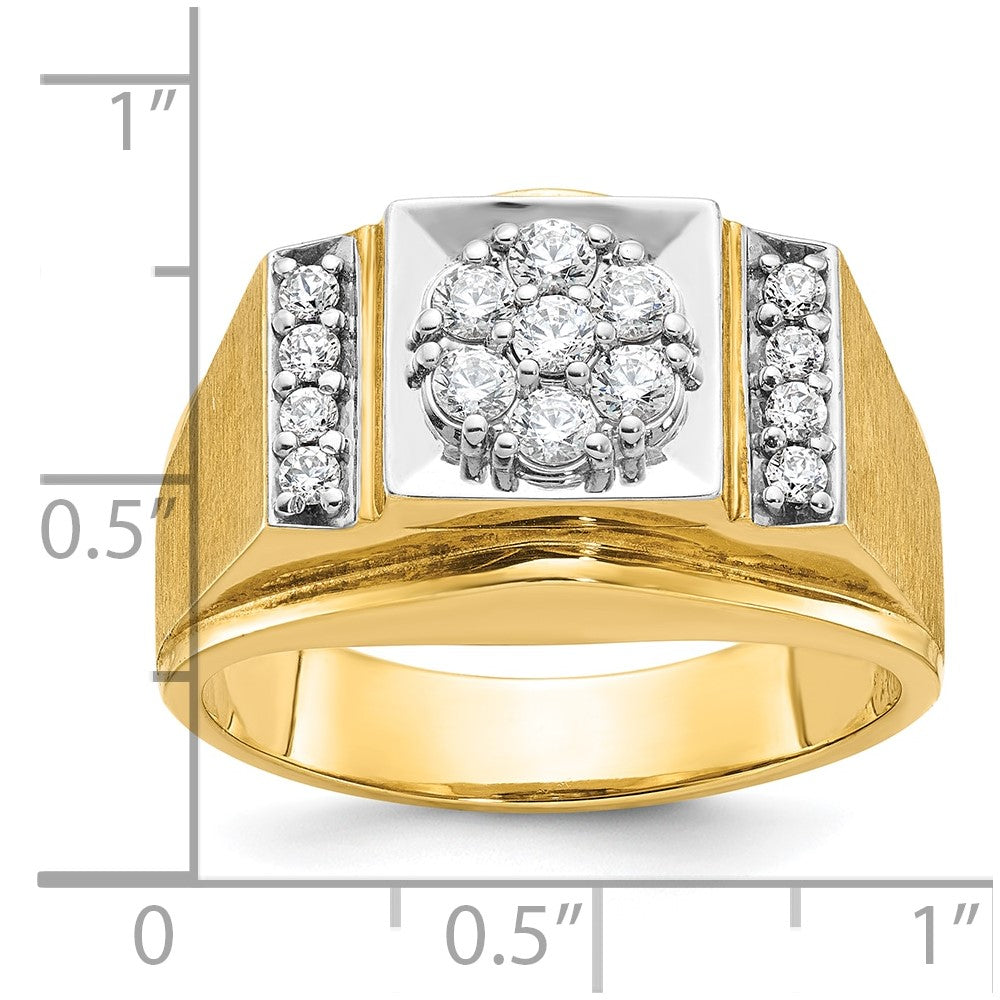 14k Two-tone Gold Men's Polished and Satin 1/2 carat Diamond Complete Ring