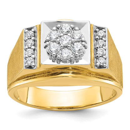 14k Two-tone Two Tone 1/2 Ct. Lab Grown Diamond VS/SI+ G+ Men's Polished and Satin Cluster Ring