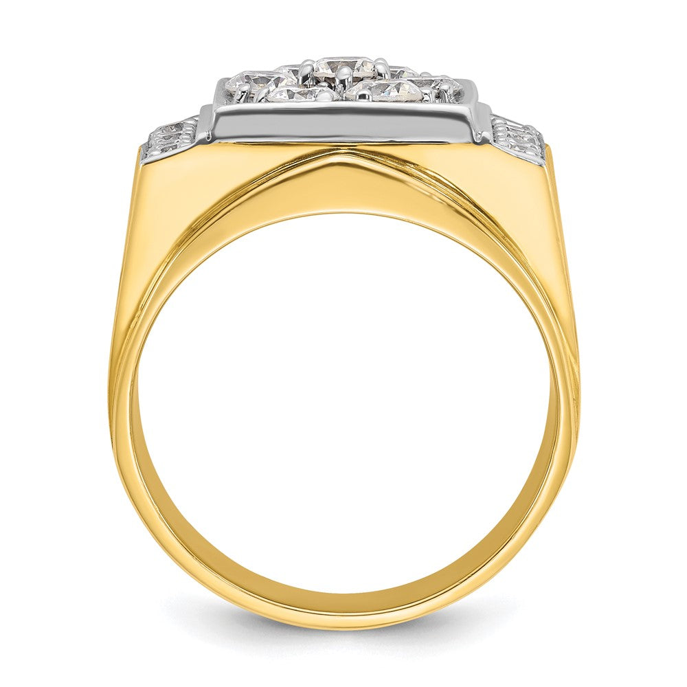 14k Two-tone Two Tone 1 1/2 Ct. Lab Grown Diamond VS/SI+ G+ Men's Polished and Satin Cluster Ring