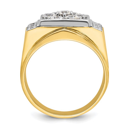 14k Two-tone Two Tone 1 1/2 Ct. Lab Grown Diamond VS/SI+ G+ Men's Polished and Satin Cluster Ring