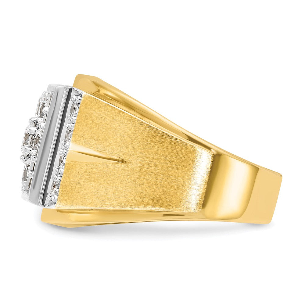 14k Two-tone Gold Men's Polished and Satin 1.5 carat Diamond Complete Ring